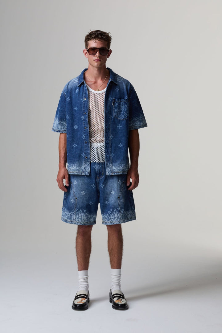 Criminal Damage Laser Print Denim Shirt