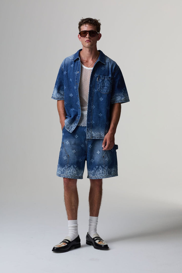 Criminal Damage Laser Print Denim Shirt