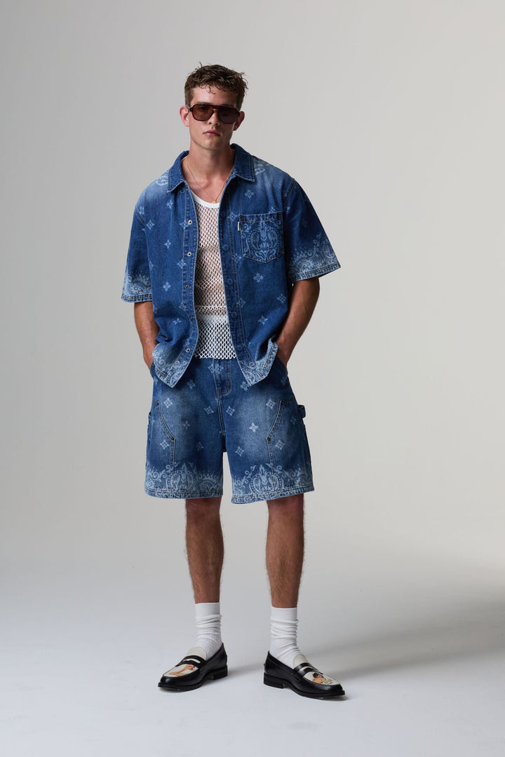Criminal Damage Laser Print Denim Shirt
