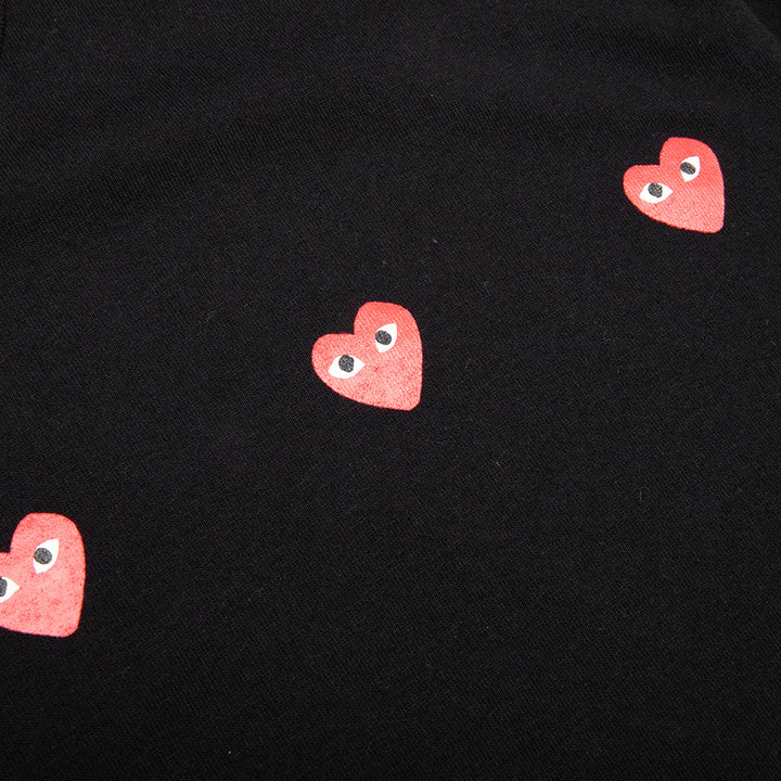 COMME DES GARCONS PLAY Multi Red Heart Logo Print Tee - Black - AX-T337-051-1