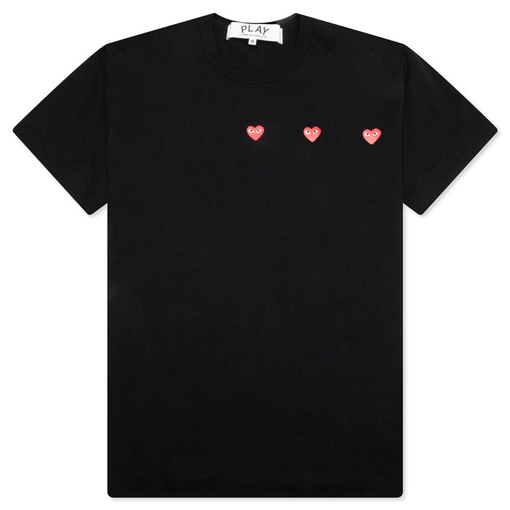 COMME DES GARCONS PLAY Multi Red Heart Logo Print Tee - Black - AX-T337-051-1
