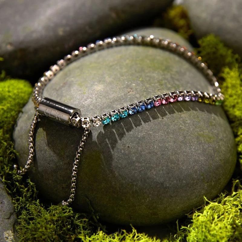 CLÀT Multi-Color Tennis Bracelet - Silver