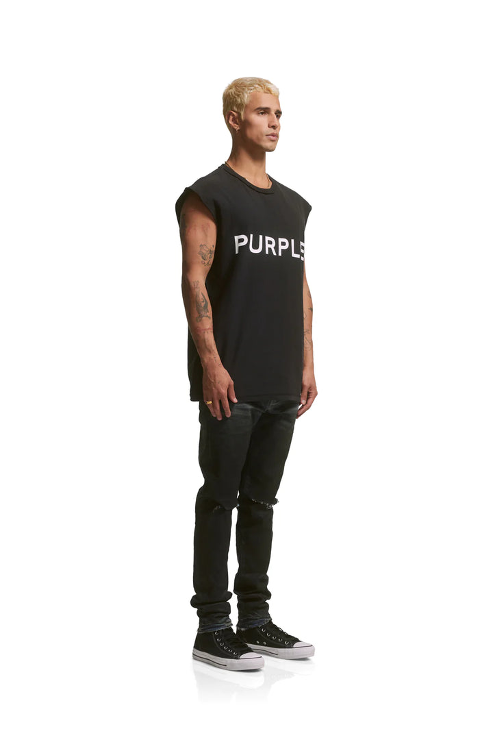 Purple Brand P001 Low Rise Skinny Jeans - Mid Indigo Black Color Coated Gradient