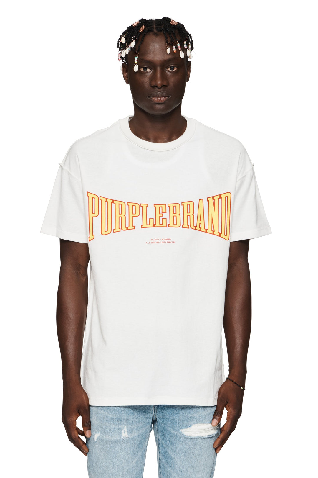 Purple Brand P101 White JHCM224 Heavyweight T-Shirt - White