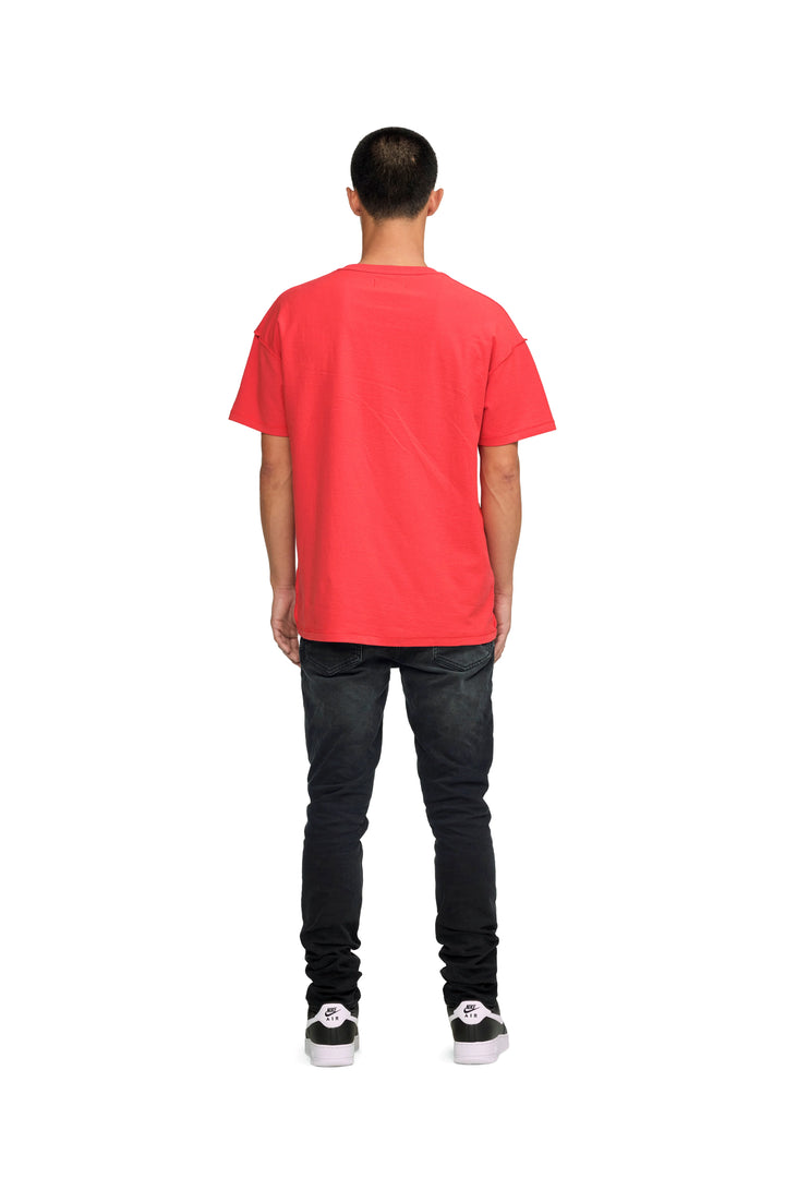 Purple Brand P101 Red TJRF323 Relaxed Fit Tee - Red Textured Inside Out Tee