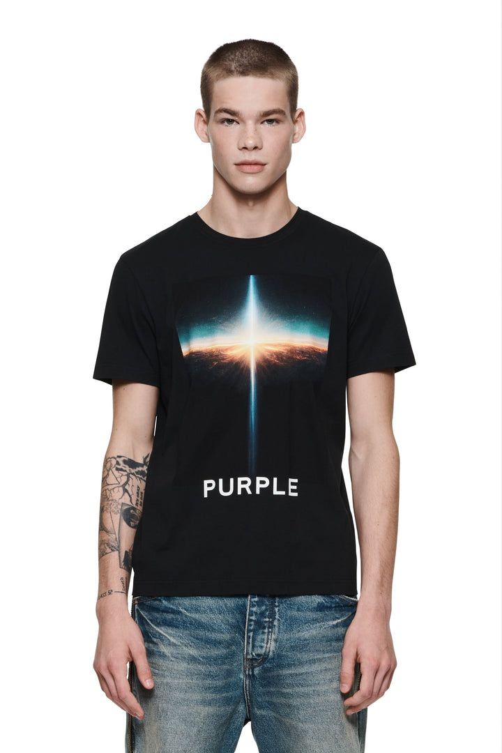 Purple Brand P104 Relaxed Fit Tee - Black Textured Jersey SS Tee