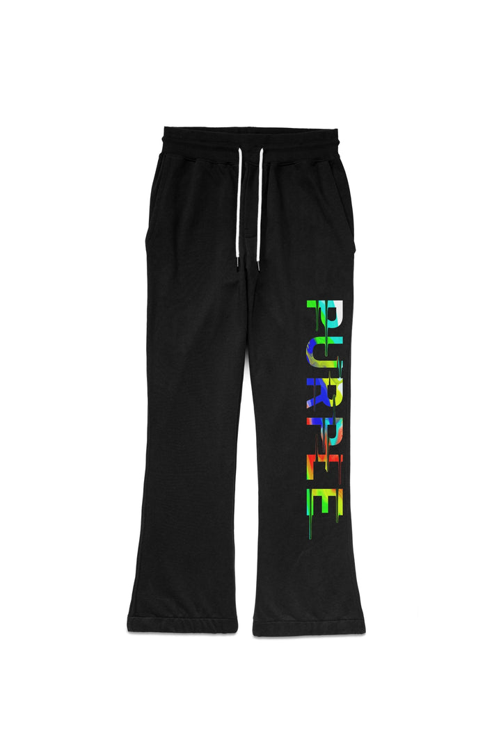 Purple Brand P459 Black QRBD823 Rainbow Drip Sweatpants - Black