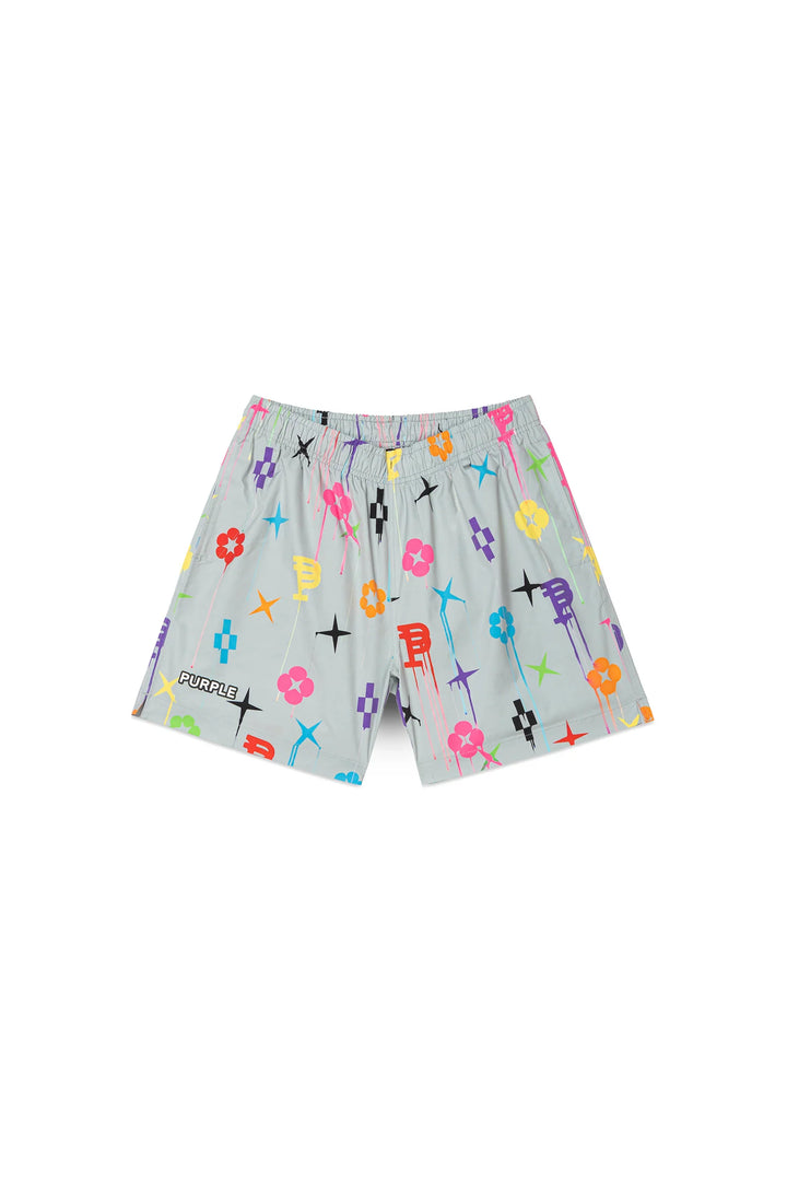 Purple Brand P504 AOP PGPM124 Painted Monogram All Around Shorts - All Over Print
