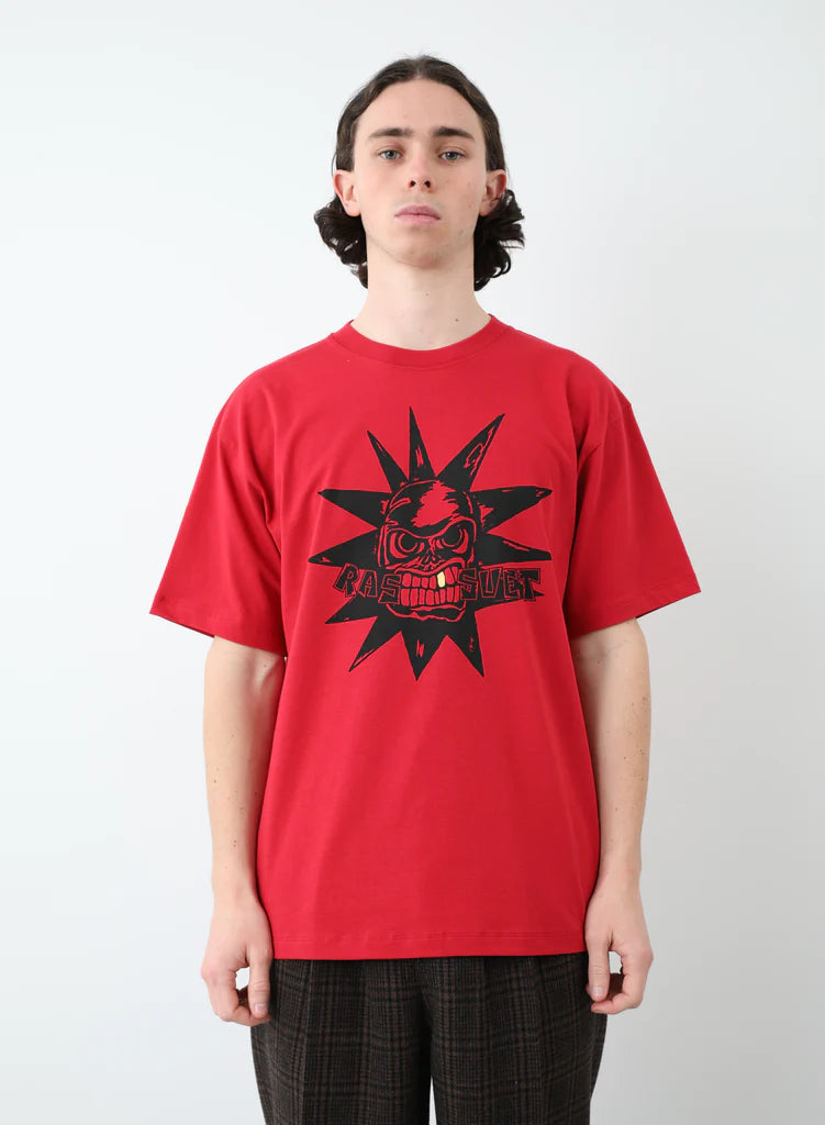 Rassvet Men Skull Tee Shirt Knit - Dark Red