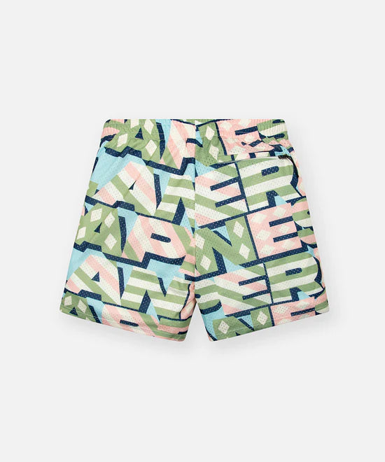 Paper Planes Diamonds And Stripes Mesh Short - Pink