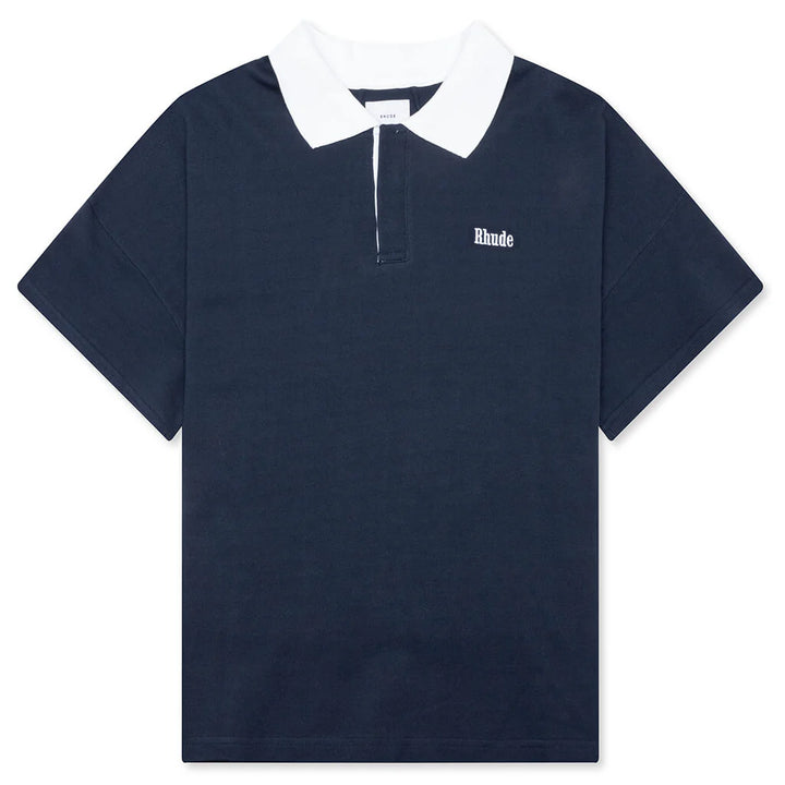 Rhude Pique Polo - Dark Navy / White