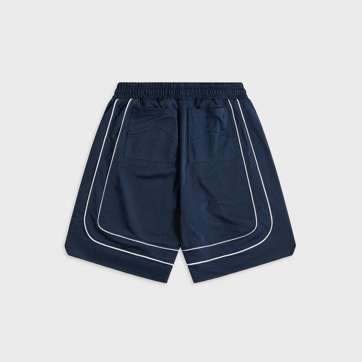 Rhude Baggy Collegiate Logo Short - Navy / Cream