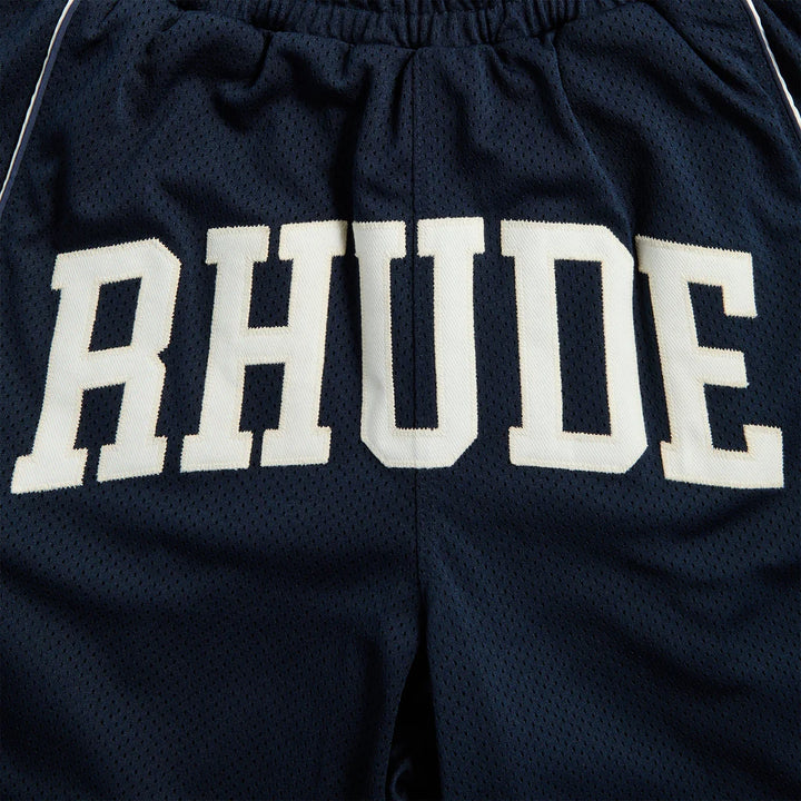 Rhude Baggy Collegiate Logo Short - Navy / Cream