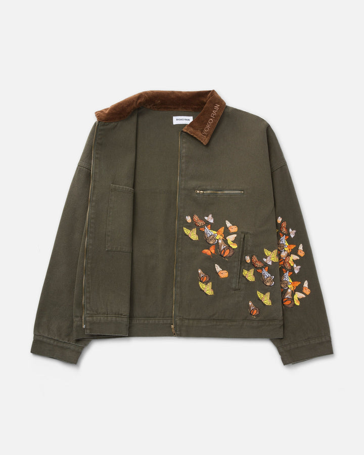 Ryoko Rain Butterfly Work Jacket - Green