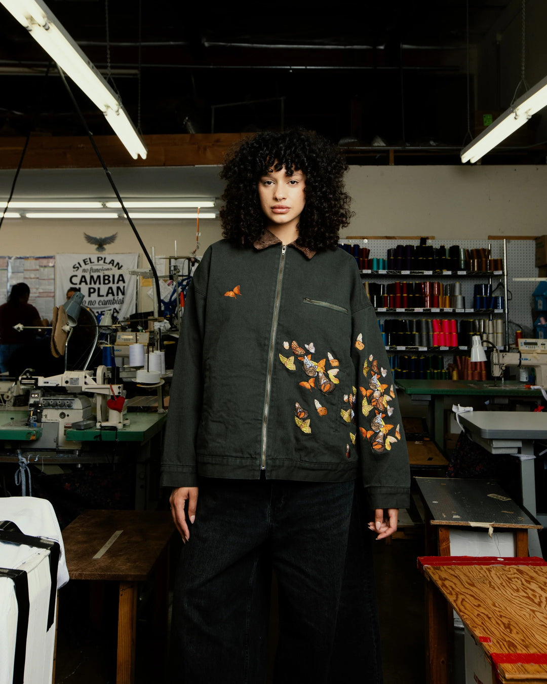 Ryoko Rain Butterfly Work Jacket - Green