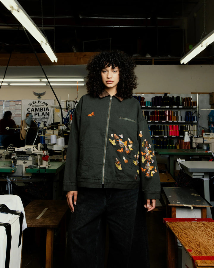Ryoko Rain Butterfly Work Jacket - Green