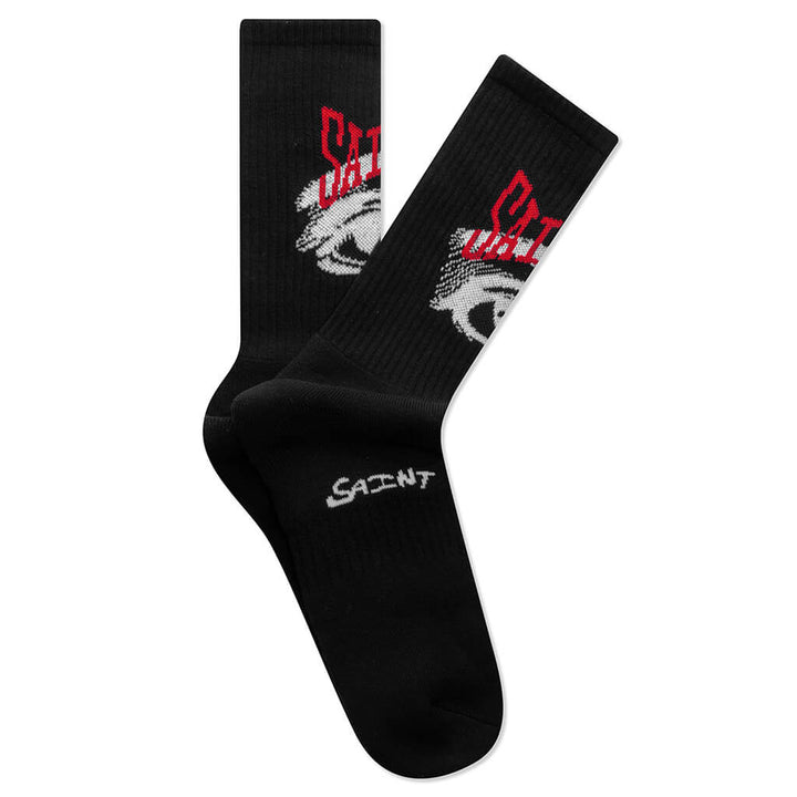 Saint Micheal Eye Socks - Black