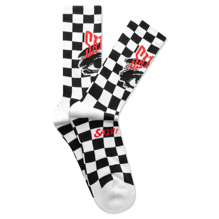 Saint Micheal Eye Socks - Black/White