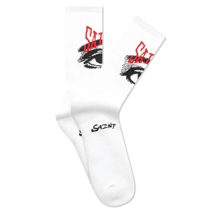 Saint Micheal Eye Socks - White