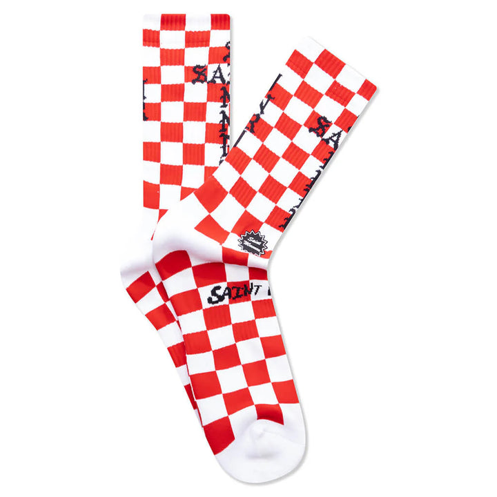 Saint Micheal Eye Socks - White/Red