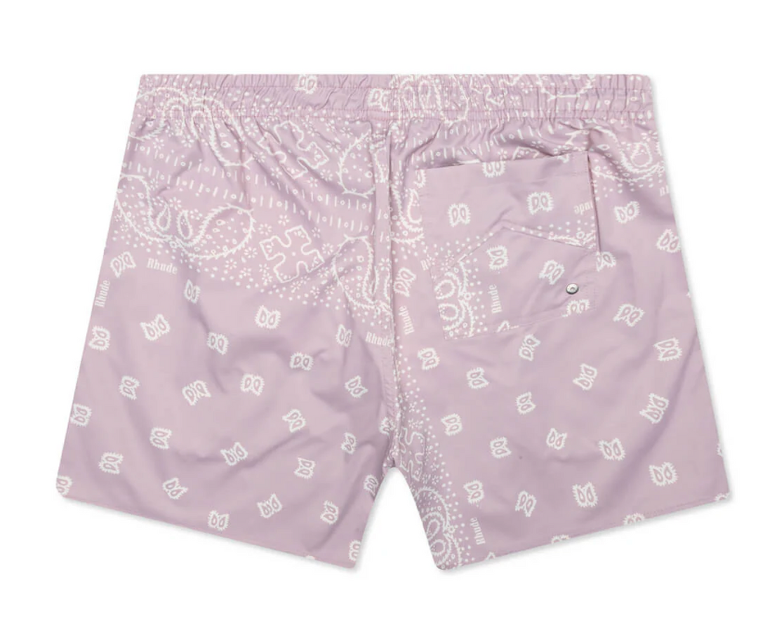 Rhude Bandana Print Swim Trunks - Lavender