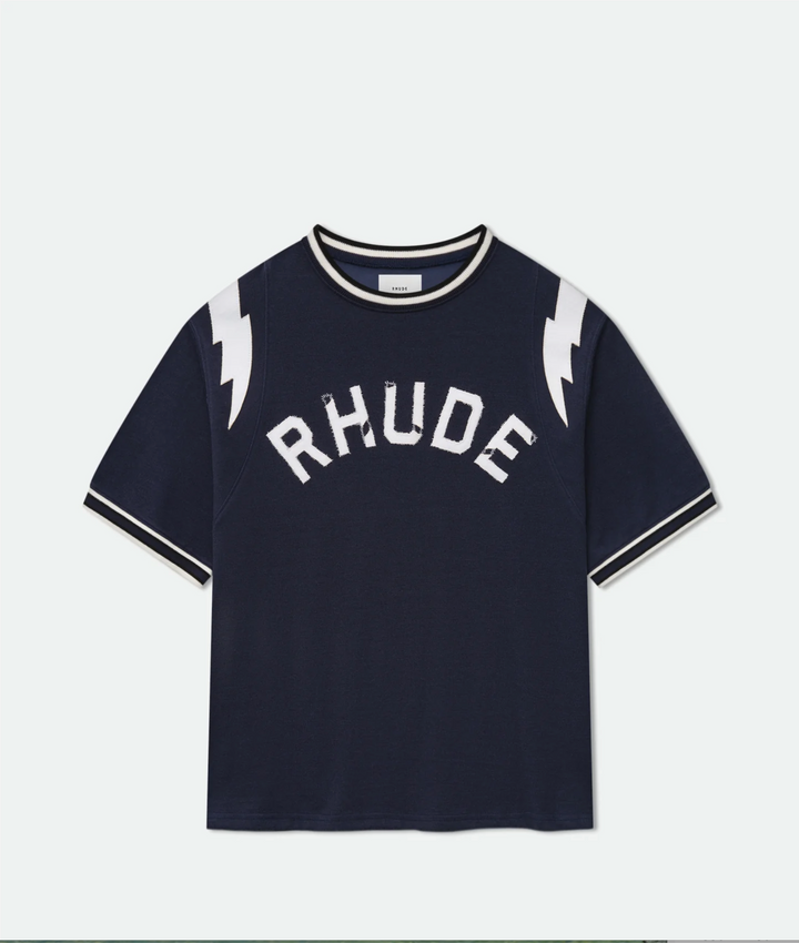 Rhude Logo Lightning Ringer Tee - Black / White