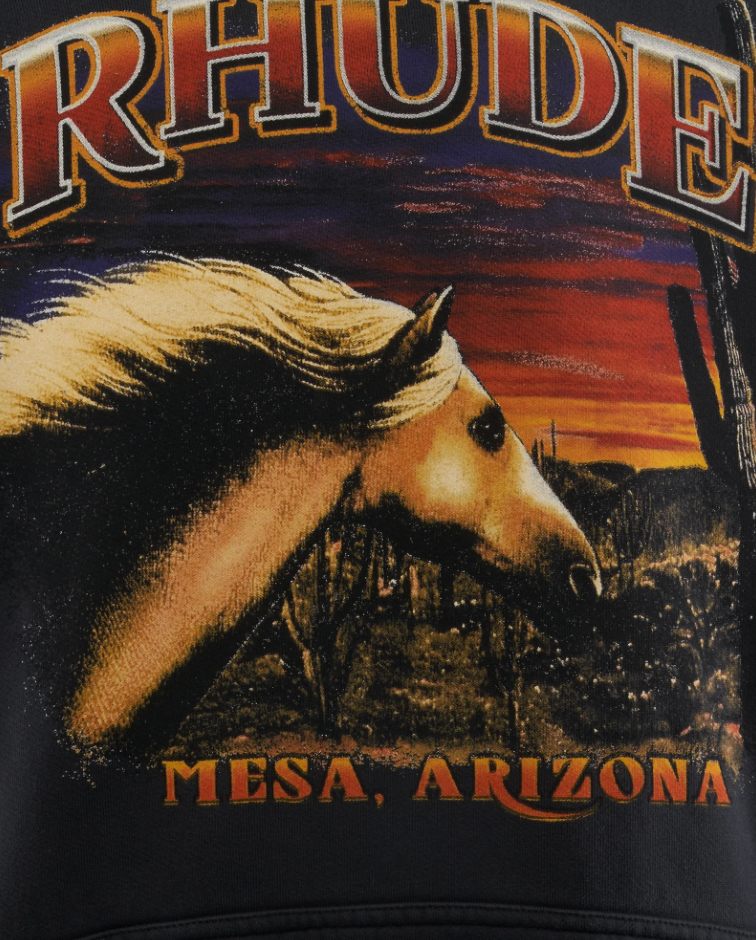 Rhude Mesa Stallion Hoodie - Vintage Black/ Red/ Yellow