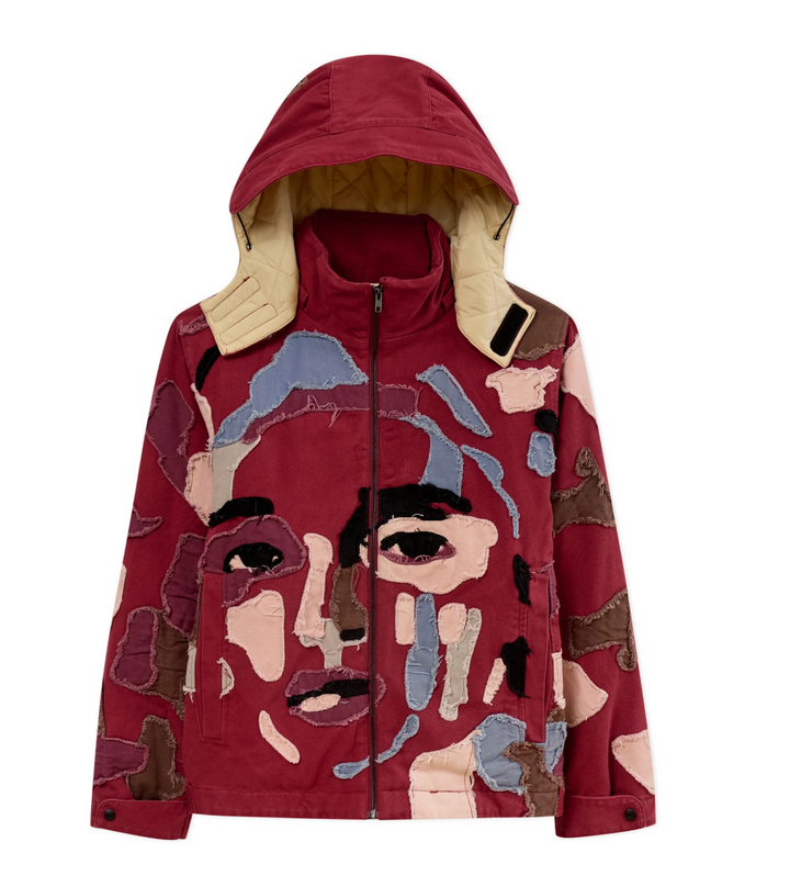 KidSuper Studios Collaged Man Puffer - Burgundy