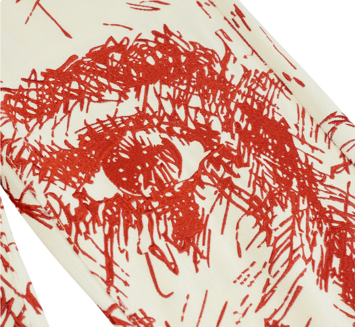 KidSuper Studios Embroidery Face Jeans - Red