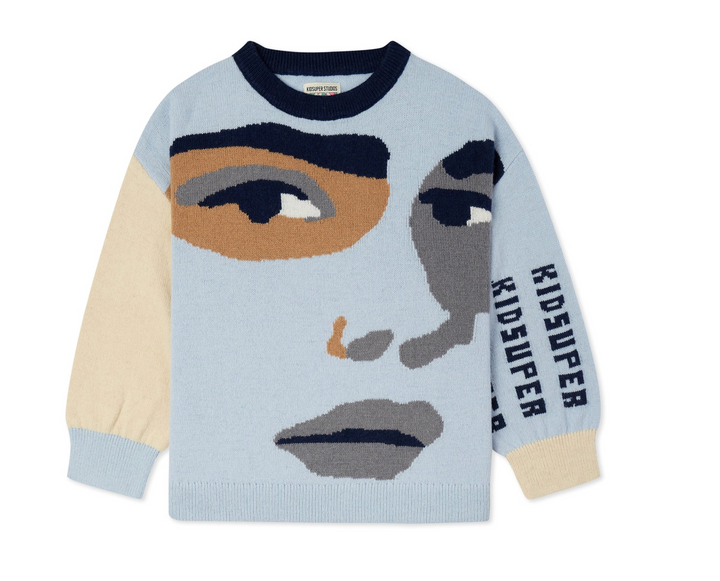 KidSuper Studios Face Boxy Sweater - Blue