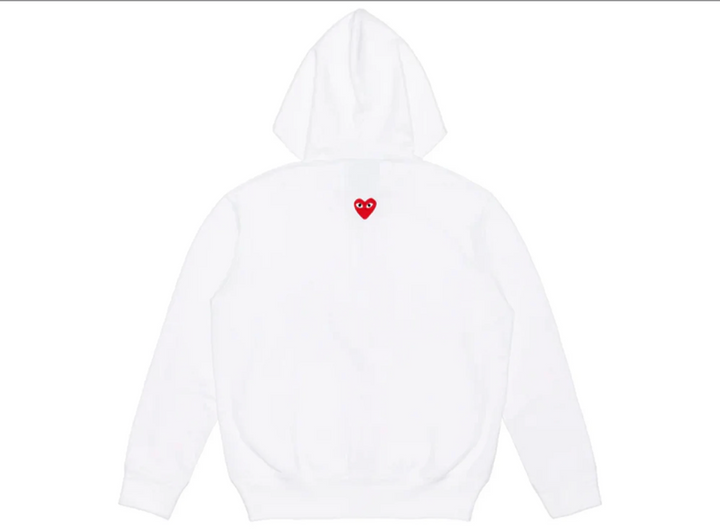 COMME DES GARCONS PLAY Back Emblem Hooded Zip Up - White - AX-T342-051-3