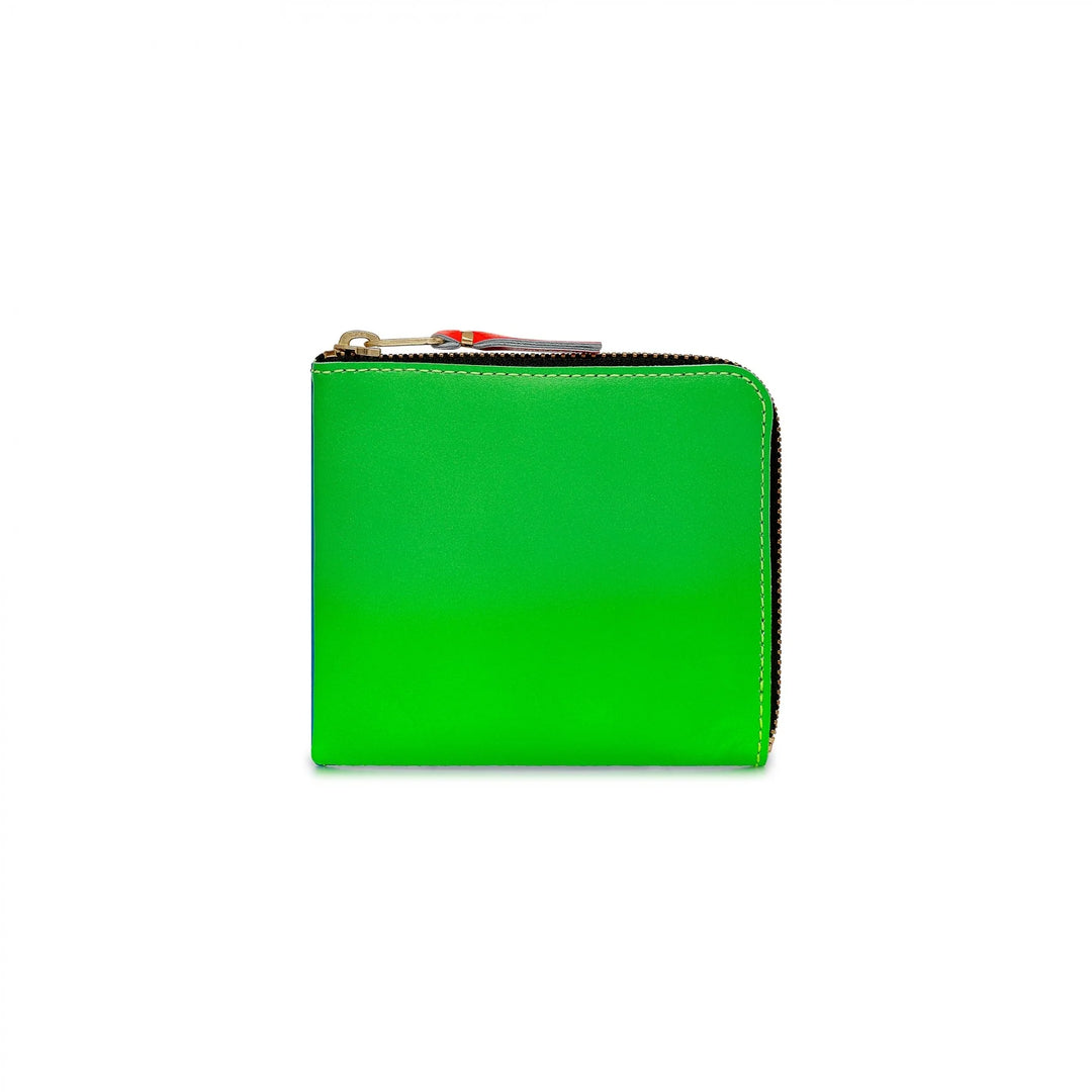 Comme Des Garcons Wallet Super Fluo Zip Around Wallet - Green/Blue - SA3100SF