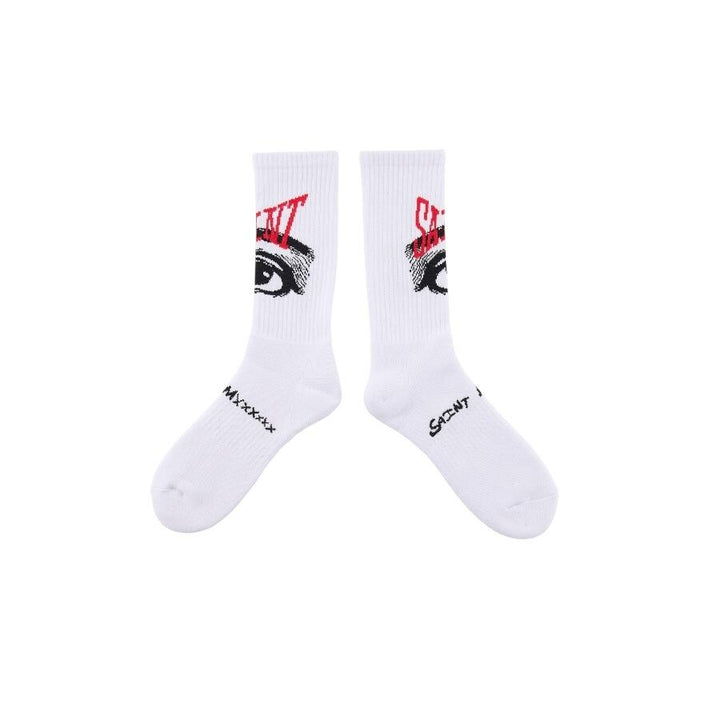 Saint Micheal Eye Socks - White