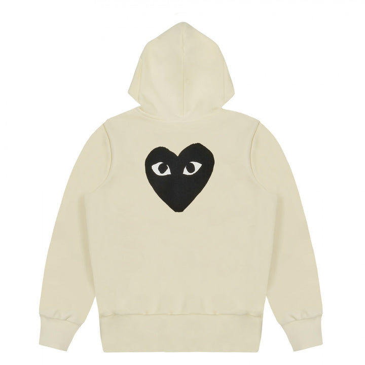 COMME DES GARCONS PLAY Zip Up Hoodie - Ivory - AZ-T254-051-3