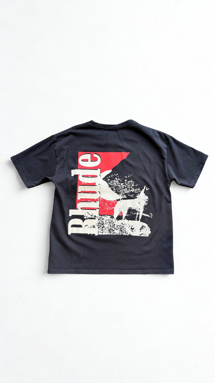 Rhude Moonlight Wolf Pocket Tee - Vintage Black / White / Red