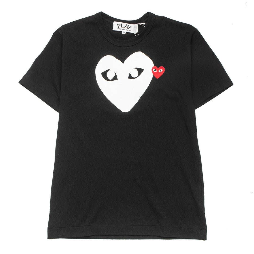 COMME DES GARCONS PLAY WHITE RED HEART T-SHIRT - Black