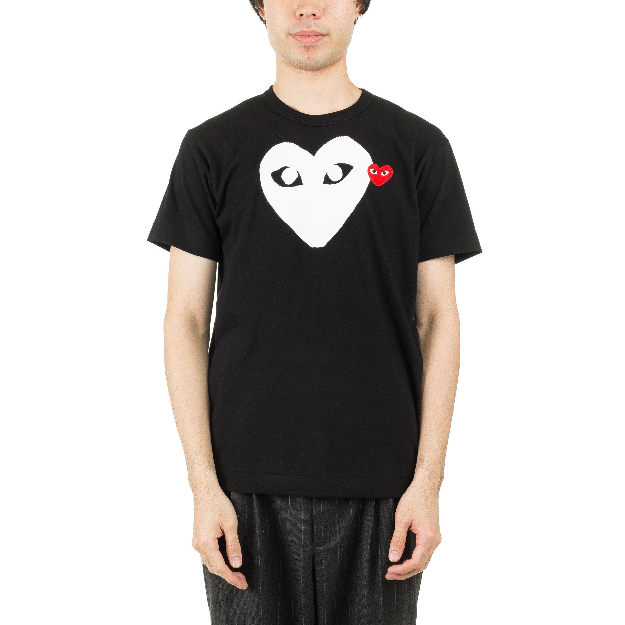 COMME DES GARCONS PLAY WHITE RED HEART T-SHIRT - Black – Privei