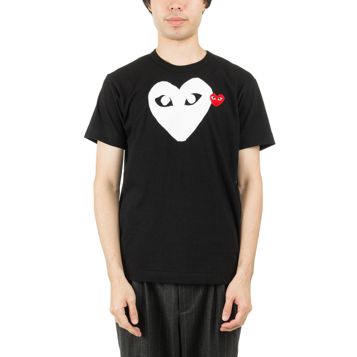 COMME DES GARCONS PLAY WHITE RED HEART T-SHIRT - Black