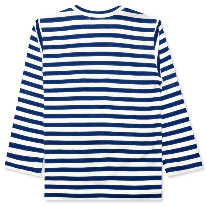 COMME DES GARCONS PLAY For Children Striped Heart Logo Long-Sleeve T-Shirt - Blue/White - AZ-T663-100-4