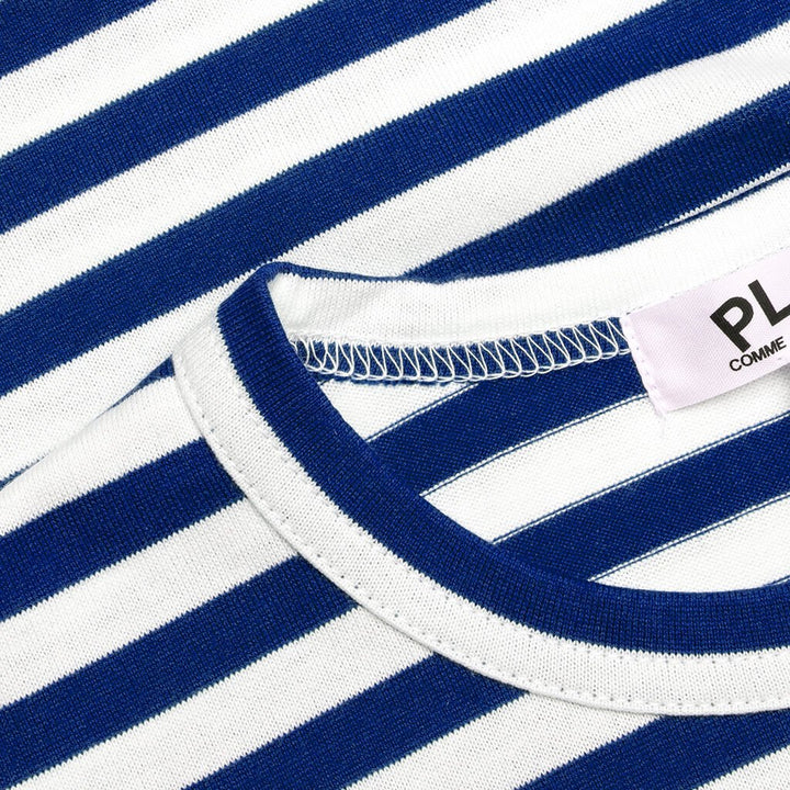 COMME DES GARCONS PLAY For Children Striped Heart Logo Long-Sleeve T-Shirt - Blue/White - AZ-T663-100-4