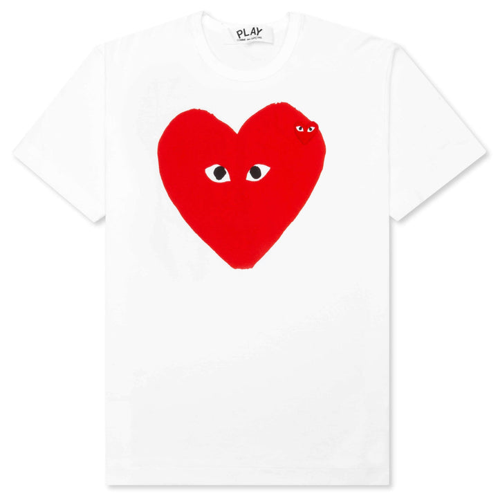 COMME DES GARCONS PLAY Red Emblem Small Eyes T-Shirt - White - AZ-T220-051-1