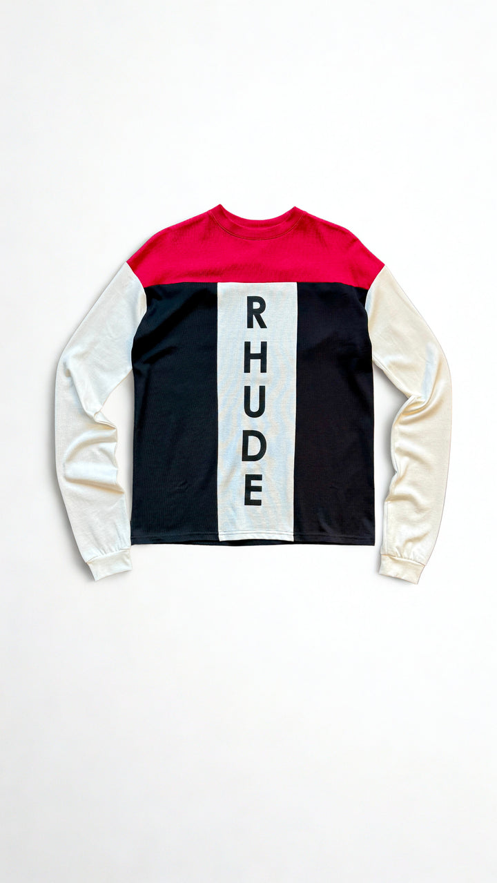Rhude Intake Tri-Panel LS Shirt - Black / White / Red