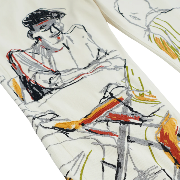 KidSuper Studios Dominos Embroidery Jeans - Cream