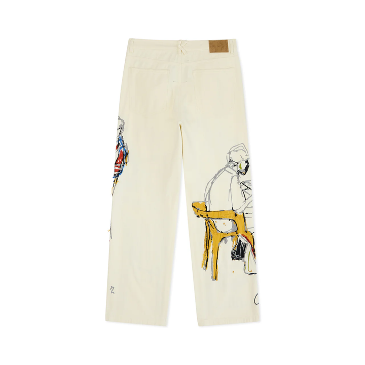 KidSuper Studios Dominos Embroidery Jeans - Cream