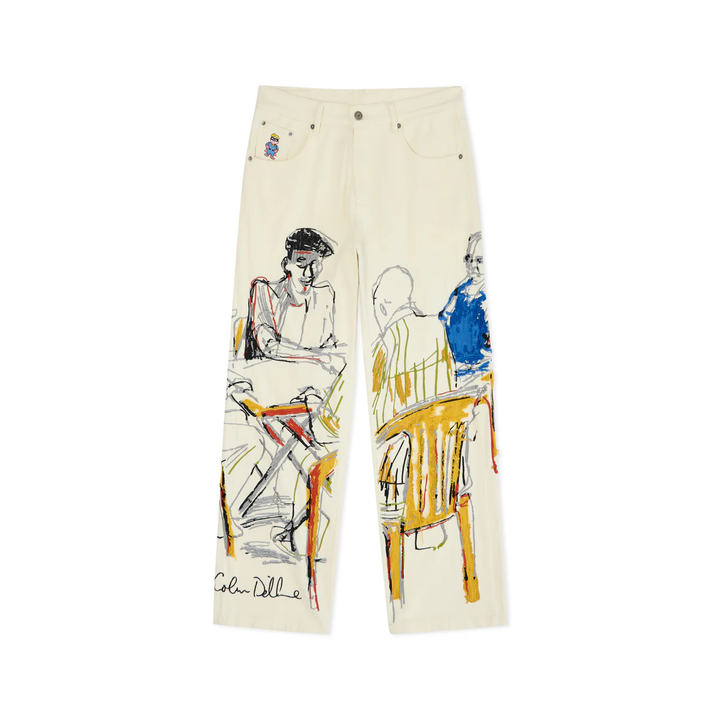 KidSuper Studios Dominos Embroidery Jeans - Cream