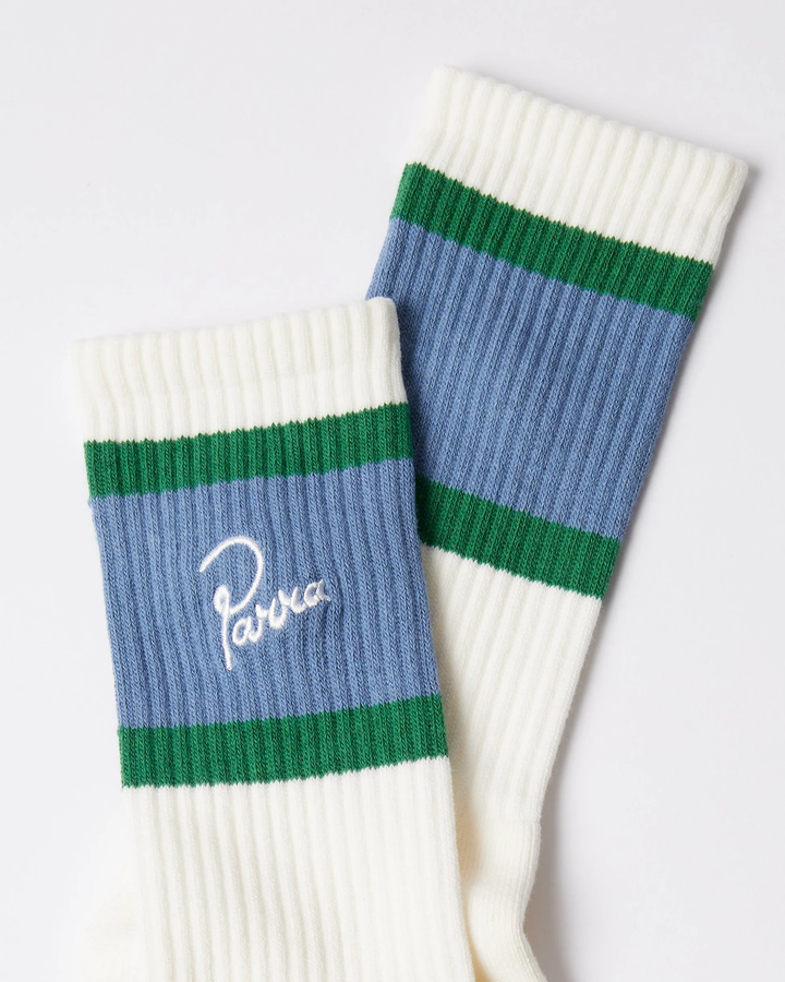 By Parra Signature striped crew socks - white