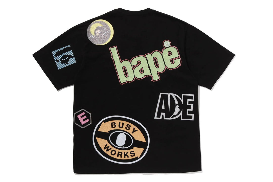 BAPE MULTI ARCHIVE MOTIF RELAXED FIT TEE M BLACK