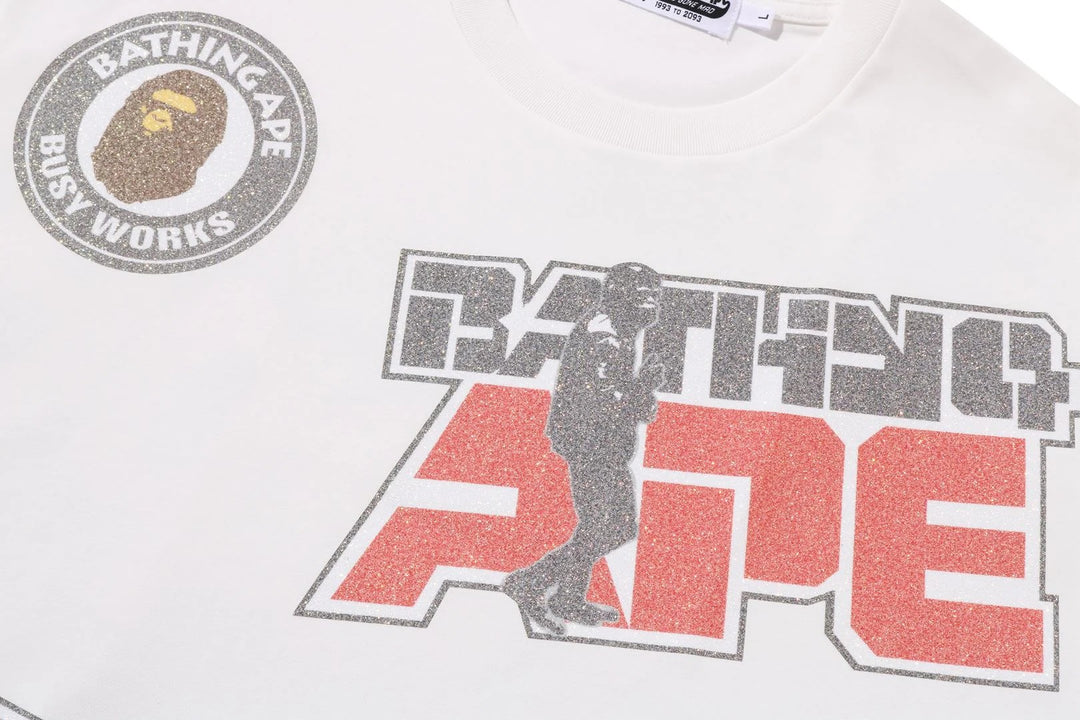 BAPE MULTI ARCHIVE MOTIF RELAXED FIT TEE M WHITE