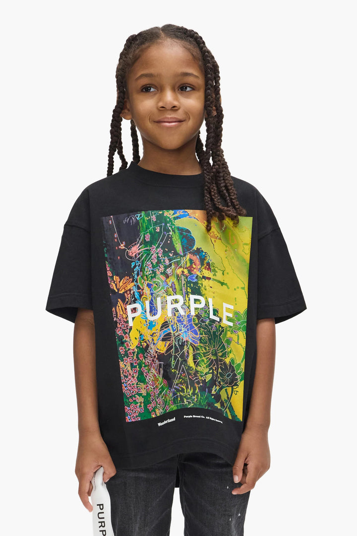 Purple Cotton Jersey Tee Shirt SS - Black
