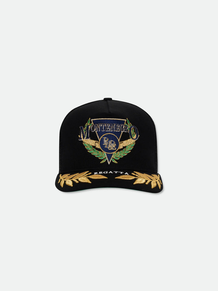 Montenegro Regatta Trucker Hat - Black / Navy / Gold 6034